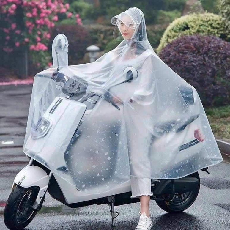Bộ Quần Áo Mưa Họa Tiết Bông Tuyết Trong Suốt Thời Trang, Chống Thấm, Phù Hợp Khi Lái Xe-Tvtgiadung