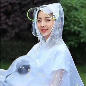 Bộ Quần Áo Mưa Họa Tiết Bông Tuyết Trong Suốt Thời Trang, Chống Thấm, Phù Hợp Khi Lái Xe-Tvtgiadung