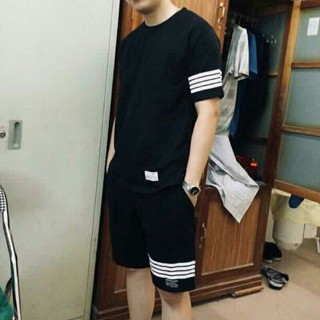 Bộ Đồ Nam Nữ 4 Sọc Cao Cấp Mặc Nhà Chất Thun Mè ,Sét thể thao áo ngắn quần short Lưng thun K1