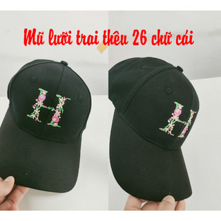 [Nón kết]  Mũ Lưỡi Trai Korea Cao Cấp thêu bảng chữ cái hình hoa  - mũ cặp hot 2024 Phối nhung thêu chữ thời trang ML08