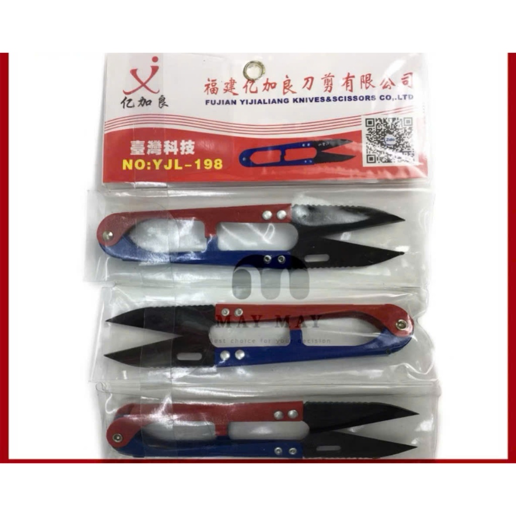 Kéo Bấm Chỉ Răng Cưa Cán Xanh Đỏ YJL 198 – Lưỡi Thép Cao Cấp