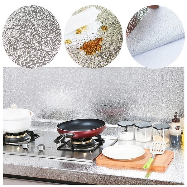 Cuộn Giấy Nhôm Bạc Dán Nhà Bếp Dán Tường Nhà Bếp Cách Chịu Nhiệt Chống Thấm Chống Dầu Mỡ