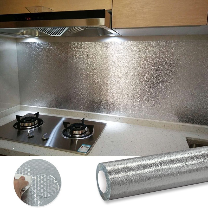 Cuộn Giấy Nhôm Bạc Dán Nhà Bếp Dán Tường Nhà Bếp Cách Chịu Nhiệt Chống Thấm Chống Dầu Mỡ