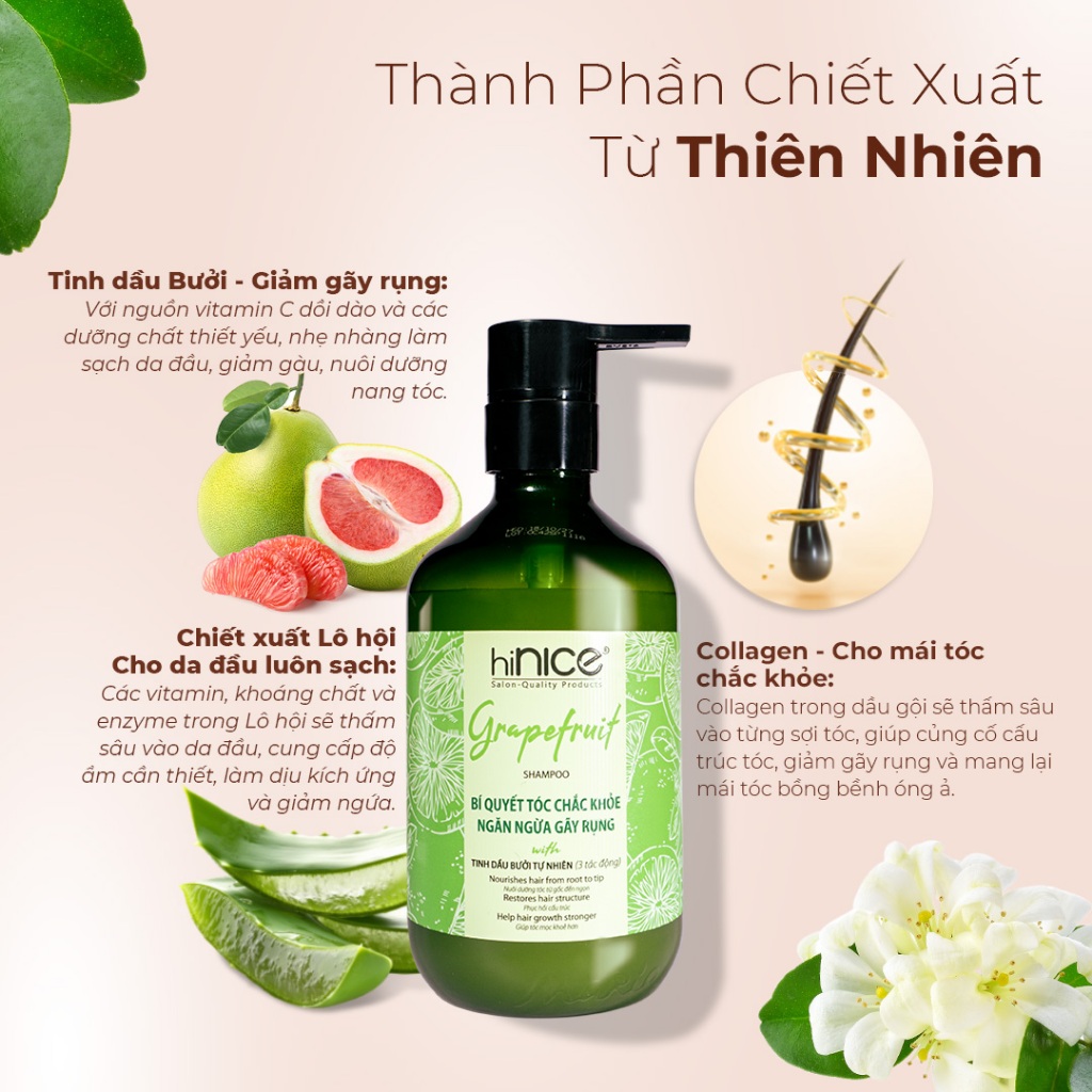 Ảnh Dầu Gội Bưởi Hỗ Trợ Mọc Tóc Giảm Gãy Rụng Chẻ Ngọn hiNICE Grapefruit Shampoo 4