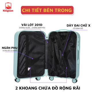 Vali Du Lịch Khóa Kéo Thời Trang Cao Cấp Kingsun Size20/24/28 KS-219/309 Nhựa ABS+PC Bảo Hành 5 Năm
