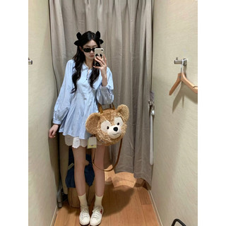 [S2.3069] Set Áo Babydoll Kẻ Cúc Bọc Cổ Pha Ren Tay Dài 2 Màu Mix Chân Váy Trắng Phối Ren Boi (cvay cạp chun ,có lót)