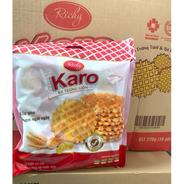Bánh Karo Bơ Trứng Giòn Bịch 270g(15gx18gói) | Shopee Việt Nam