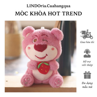Móc Khóa Gấu Dâu Hot trend LINDOria, Móc Khóa xinh xắn, Làm Quà tặng