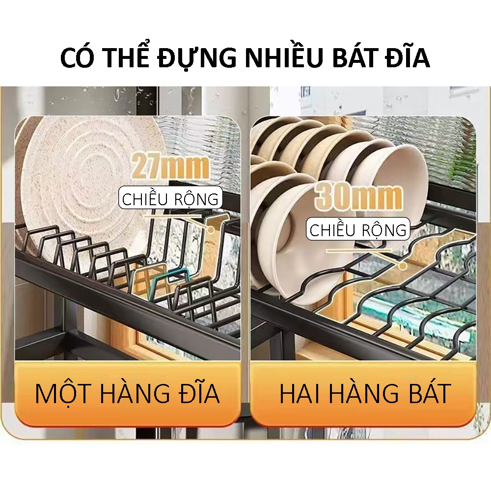 Kệ để chén đĩa thép 304 tủ bếp Kệ để bát đĩa Kệ để dao kéo Kệ thoát nước, đa năng tiện lợi