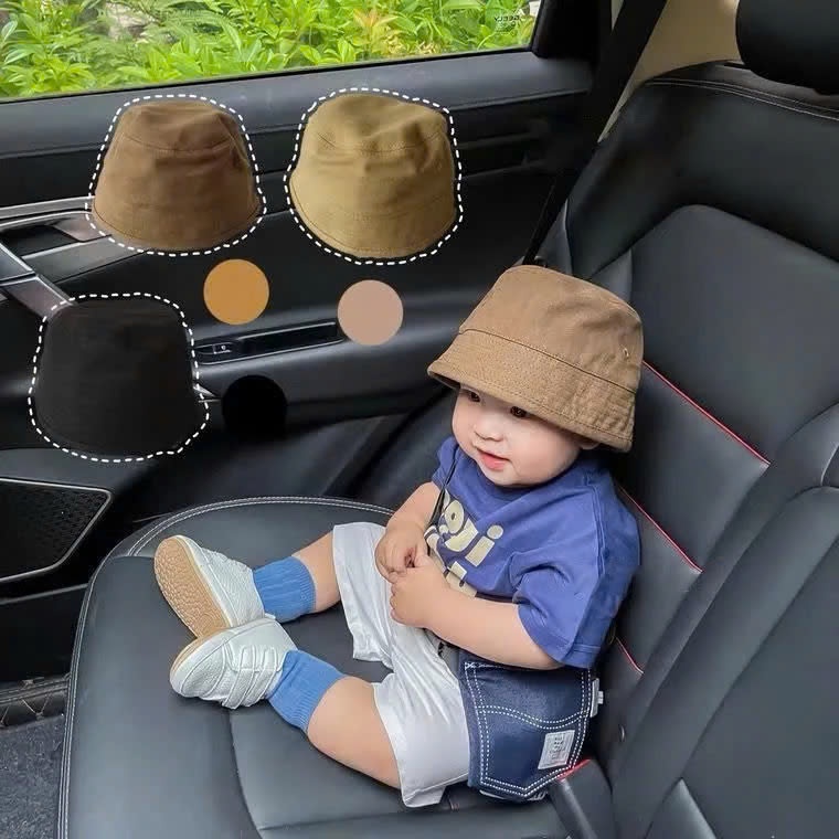 Mũ cho bé gái bé trai bucket kaki, nón vành cho bé từ 8 tháng đến 6 tuổi phong cách Hàn Quốc