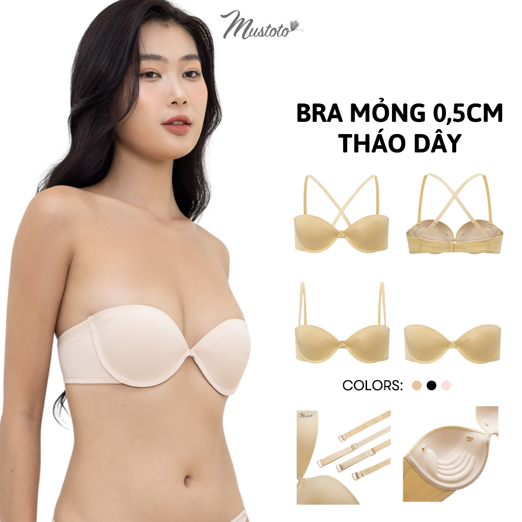 Ảnh Áo Lót Bra Mustoto Tháo Dây Chống Tụt Multiway 6 Cách Mặc (MA30) 1