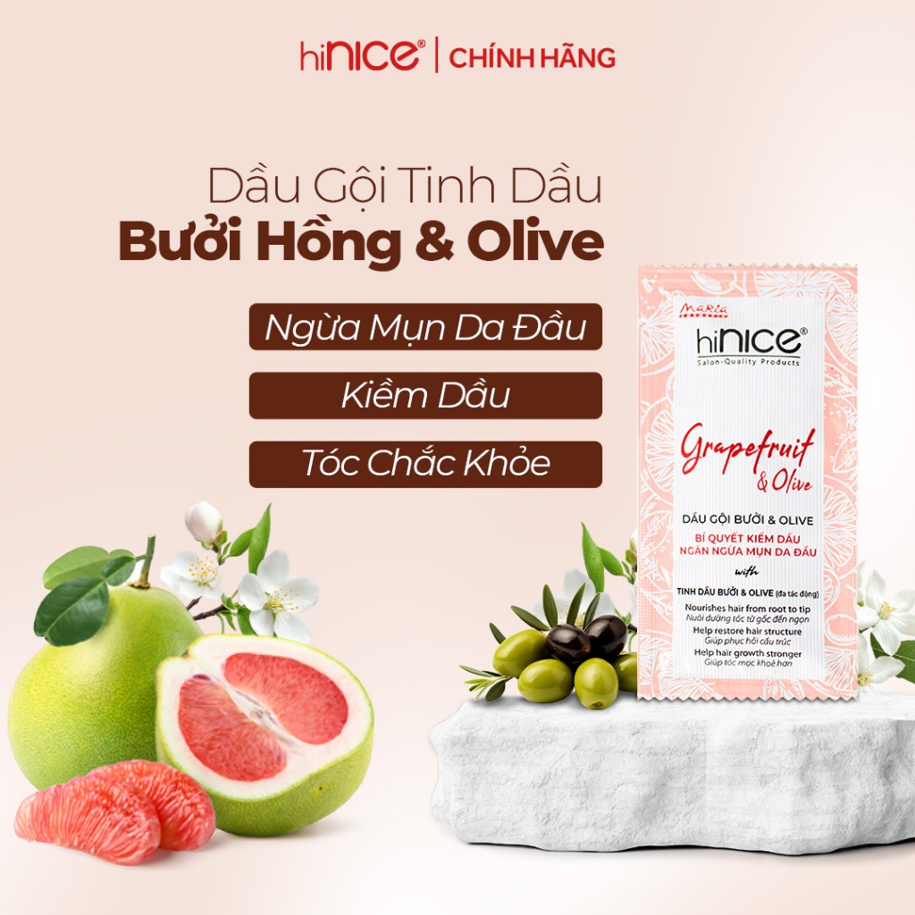 Ảnh Dây Dầu Gội Tinh Dầu Bưởi Hồng Và Olive hiNICE Grapefruit & Olive Shampoo Hỗ Trợ Giảm Mụn Da Đầu 2