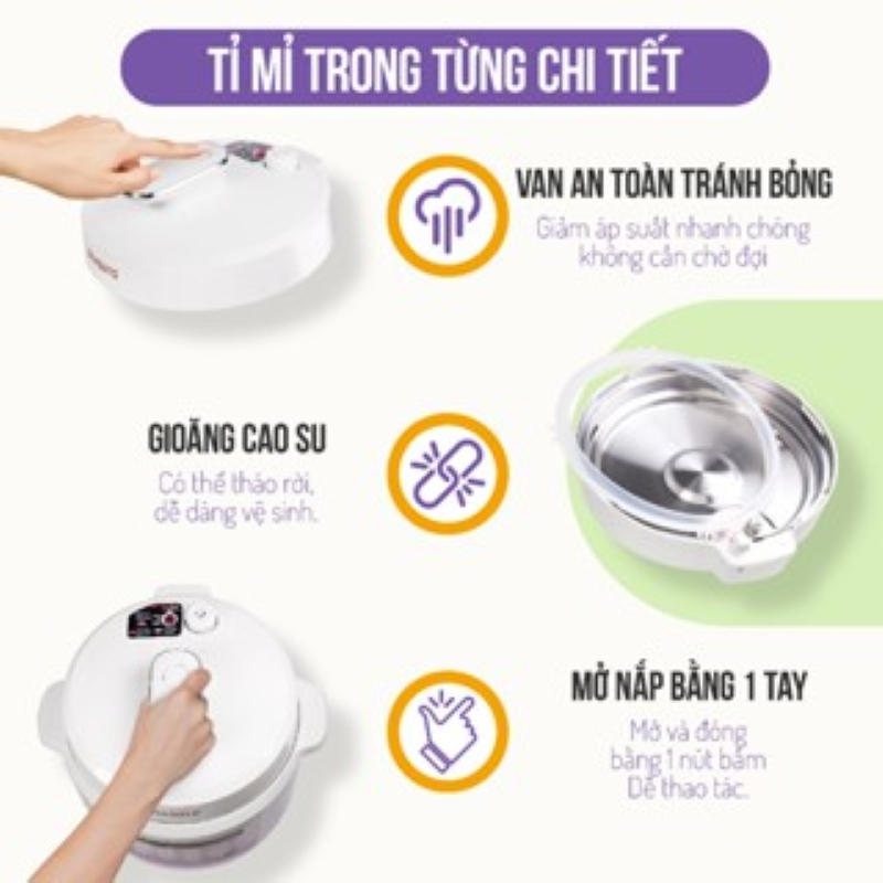 Ảnh Nồi áp suất Masuto 5L phiên bản nâng cấp kho hầm nhừ, nấu cơm nấu lẩu mở nắp đa năng 2