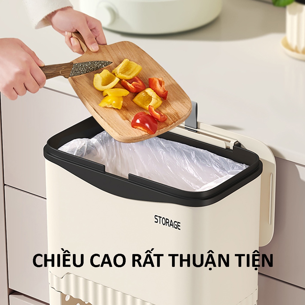Thùng rác nhà bếp kèm để đồ thùng rác đa năng có bánh xe di chuyển chất liệu nhựa cao cấp