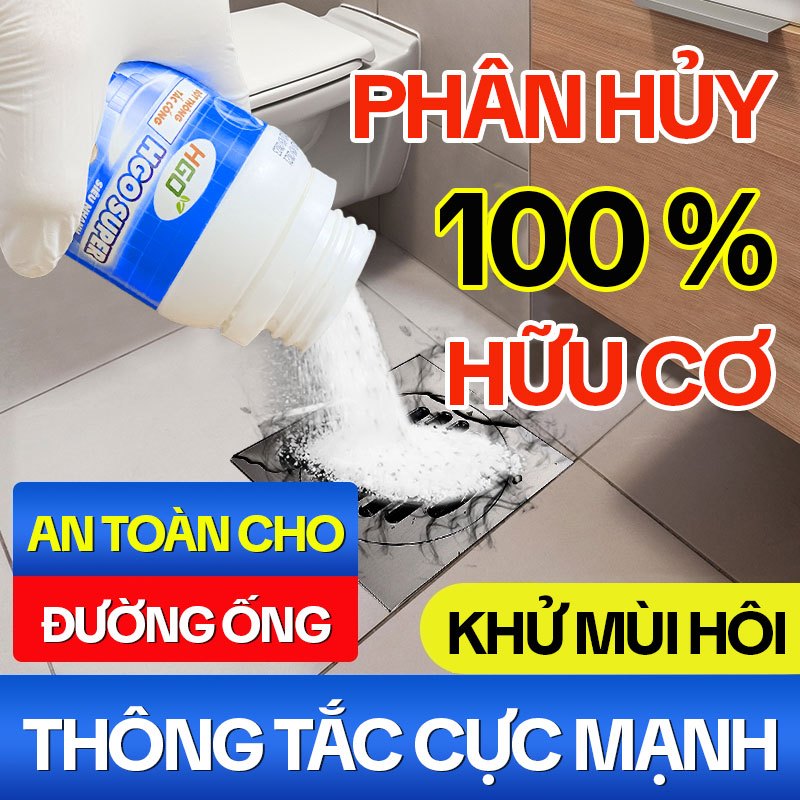 Ảnh Bột Thông Cống Cực Mạnh HGO SUPER - Thông Tắc Bồn Cầu, Bồn Rửa Bát, Đường Ống Siêu Mạnh 250GRAM 1