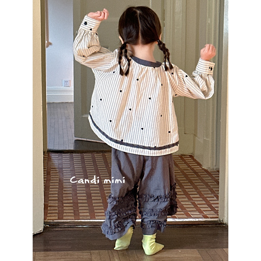 CANDI MIMI Áo somi cách điệu hoạ tiết trái tim - Phong cách Hàn Quốc