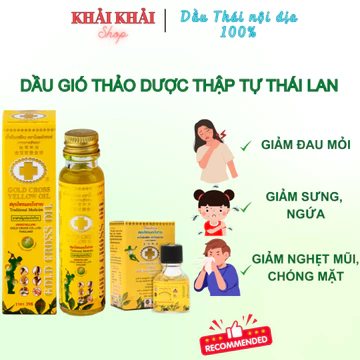 Dầu gió thảo dược thập tự vàng Gold Cross Oil Yellow, Dầu Thái Lan xoa bóp nóng giảm đau