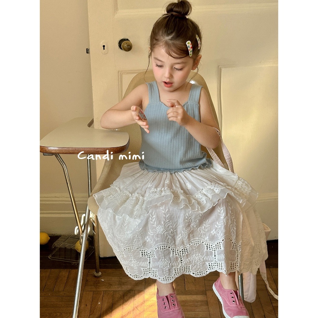 CANDI MIMI Áo cotton cao cấp ba lỗ gấu cách điệu - Phong cách Hàn Quốc