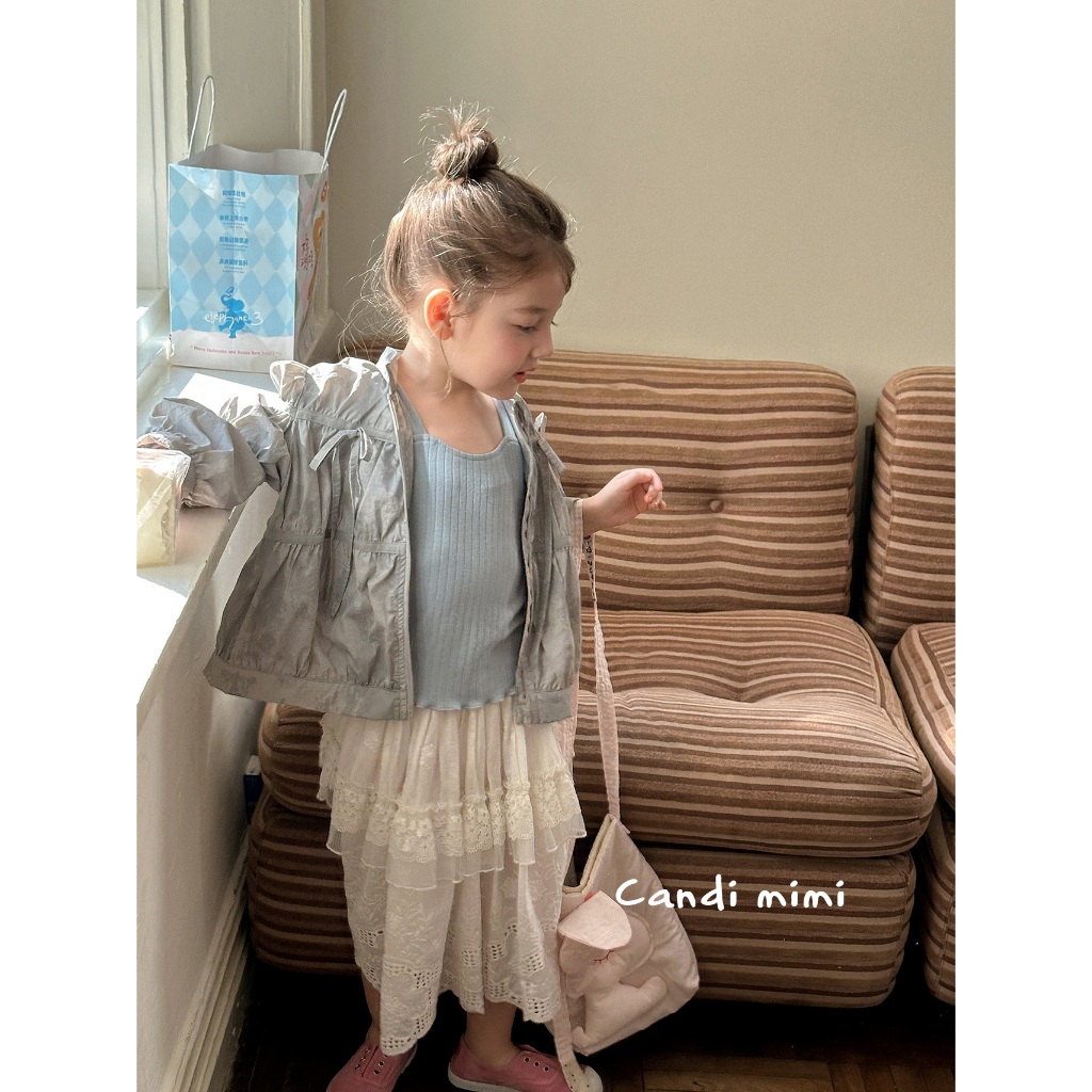 CANDI MIMI Áo cotton cao cấp ba lỗ gấu cách điệu - Phong cách Hàn Quốc
