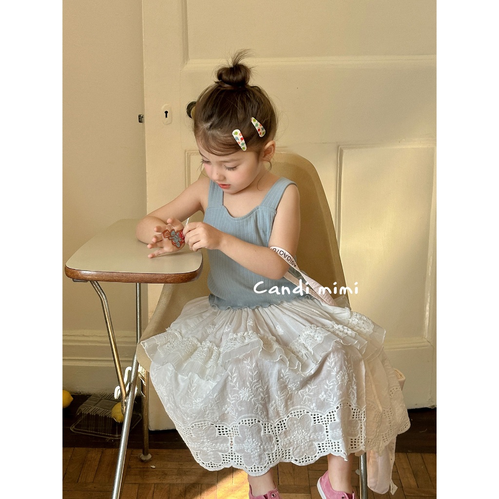 CANDI MIMI Áo cotton cao cấp ba lỗ gấu cách điệu - Phong cách Hàn Quốc