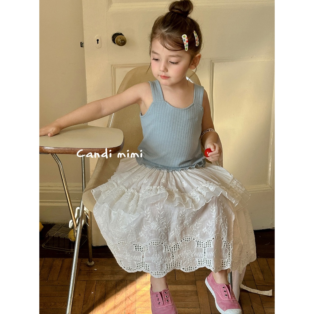 CANDI MIMI Áo cotton cao cấp ba lỗ gấu cách điệu - Phong cách Hàn Quốc