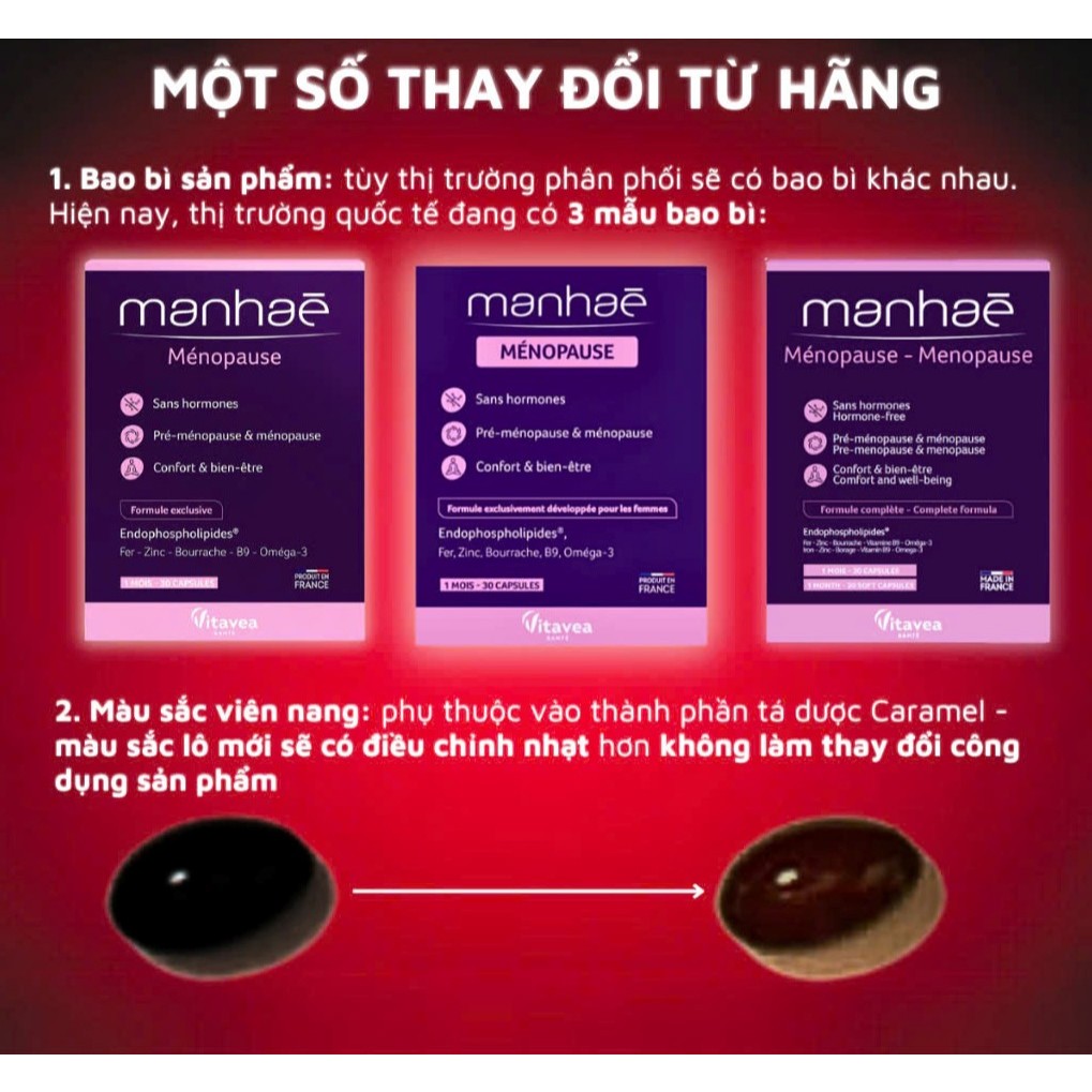 Viên uống nội tiết Manhae Vitavea Pháp cân bằng hỗ trợ sinh lý, làm đẹp da, tóc, móng Hàng công ty