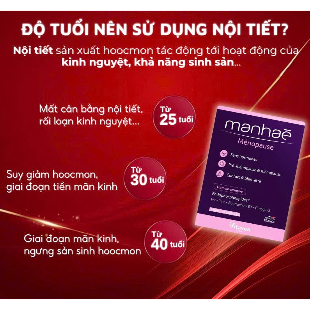 Viên uống nội tiết Manhae Vitavea Pháp cân bằng hỗ trợ sinh lý và làm đẹp (Hàng công ty)