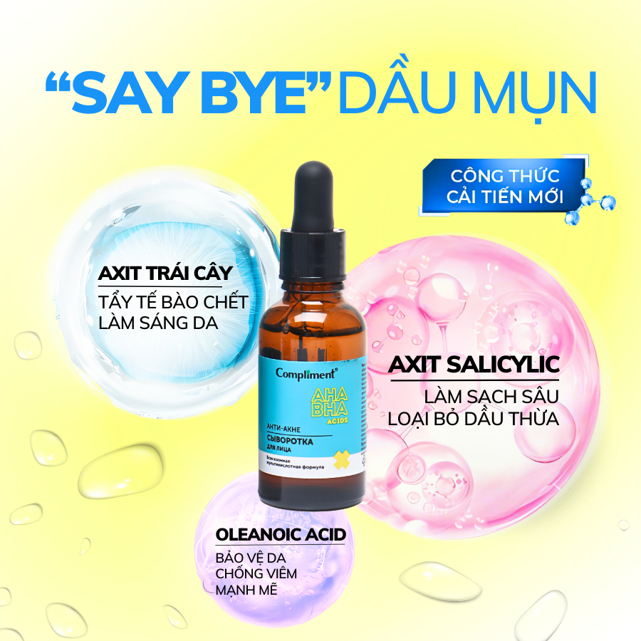 Ảnh Serum Dưỡng Da Compliment AHA BHA PHA Acids And Tea Tree Se Khít Lỗ Chân Lông Giảm Mụn Kiềm Dầu 27ml 4