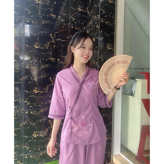 Đồ Lam Đi Chùa # Bà Lai Viền # Đồ Bộ Nữ # Quần Áo