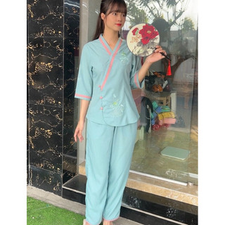 Đồ Lam Đi Chùa # Bà Lai Viền # Đồ Bộ Nữ # Quần Áo