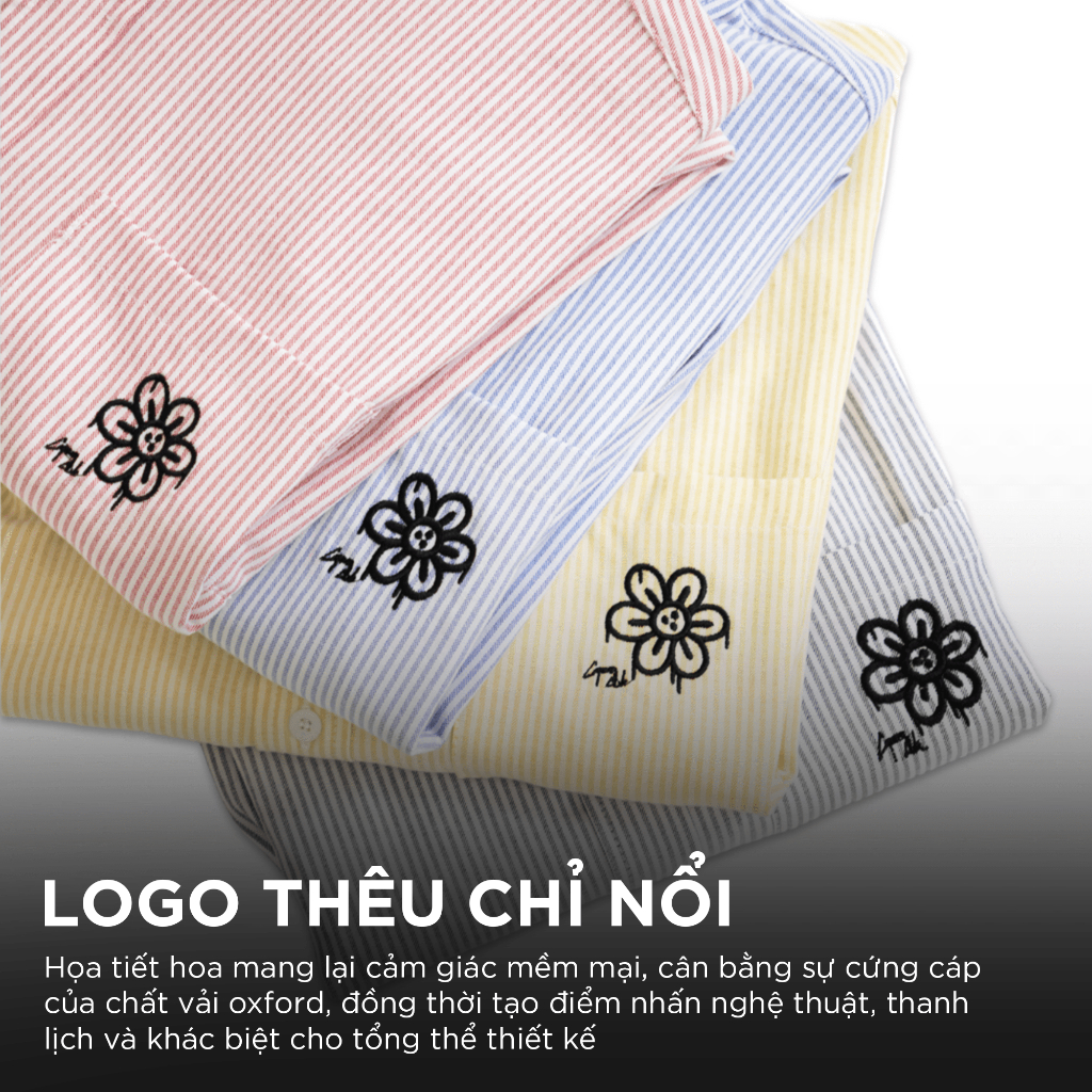 Ảnh Áo sơ mi nam tay dài sọc Oxford FLOWER phom rộng CAPMAN CLUB, trẻ trung, thoải mái 3