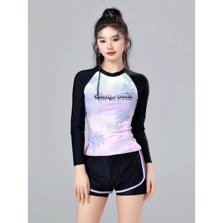 Đồ bơi nữ, đồ tắm biển dài tay quần short ,Đồ bơi giả váy nữ đi biển kín đáo năng động dành cho mẹ và bé 16-65kg