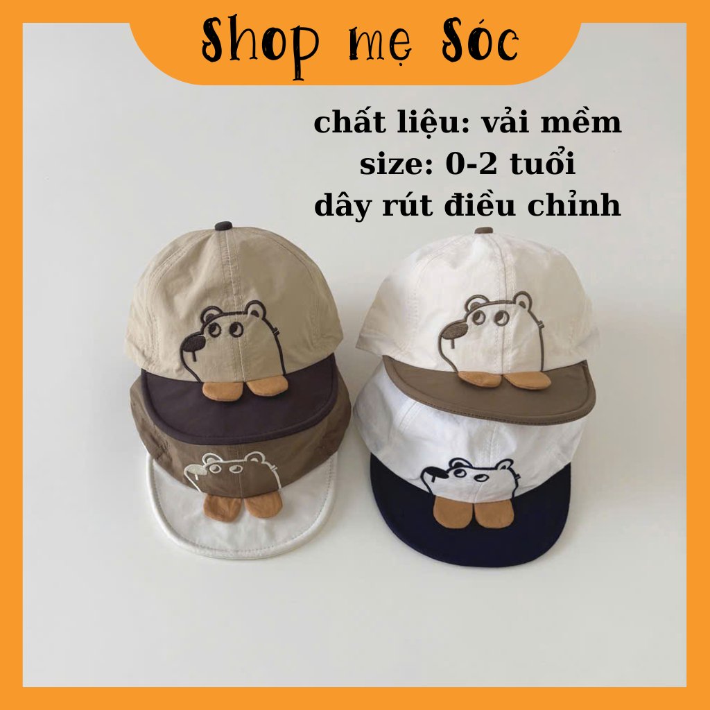 Mũ Bóng Chày Phong Cách Hàn Quốc Thêu Hình Chân Gấu, Vành Chống Nắng Cho Bé Trai Bé Gái (0-2 Tuổi) mesocshop