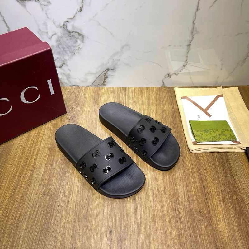 ⚡️[Hight Quality] Dép Lê Quai Ngang Gu11c Rubber Slide Sandal - Điểm Nhấn Mono Nổi Đục Lỗ Cao Cấp Full Box Qccc