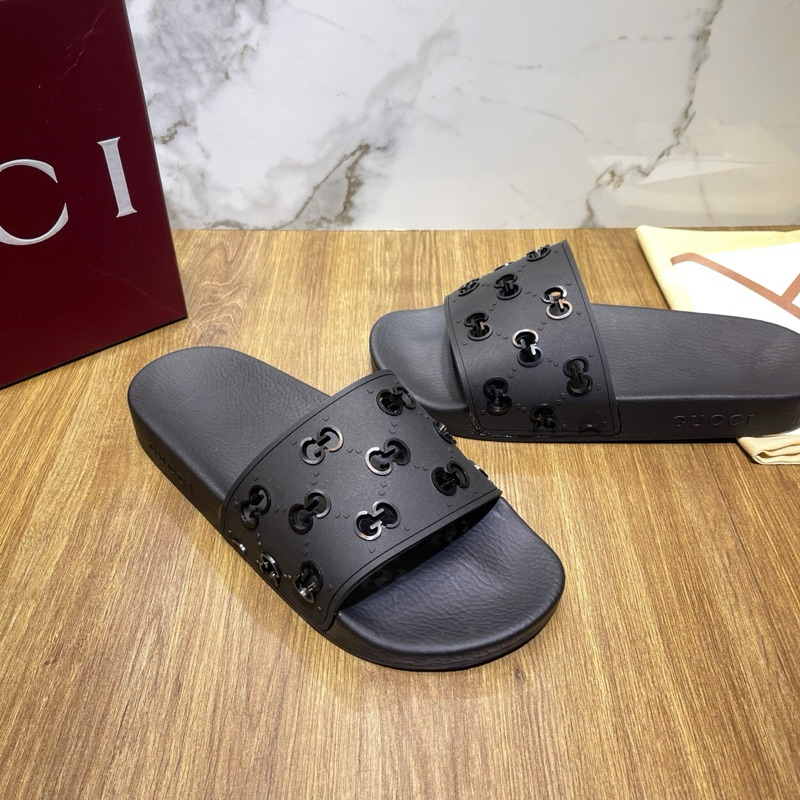 ⚡️[Hight Quality] Dép Lê Quai Ngang Gu11c Rubber Slide Sandal - Điểm Nhấn Mono Nổi Đục Lỗ Cao Cấp Full Box Qccc