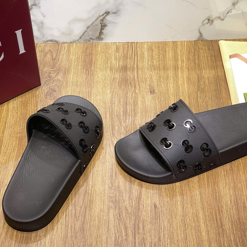 ⚡️[Hight Quality] Dép Lê Quai Ngang Gu11c Rubber Slide Sandal - Điểm Nhấn Mono Nổi Đục Lỗ Cao Cấp Full Box Qccc