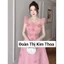 Váy hồng tơ đính kết hoa cánh tiên size S – thiết kế Kim Thoa Design cao cấp