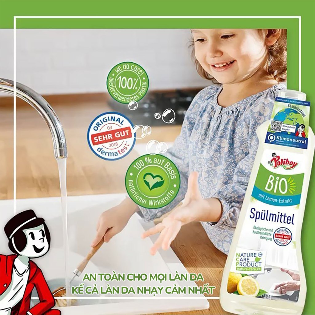 Ảnh Nước Rửa Chén Bát Hữu Cơ POLIBOY Nước Rửa Bình Sữa, Chén Bát An Toàn Cho Mẹ & Bé, Bảo Vệ Da Tay 500ml Hoàn Toàn Tự Nhiên 3