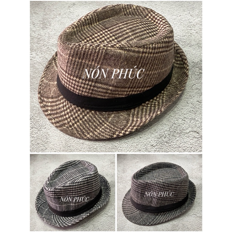 MŨ CAO BỒI,FEDORA NỈ CARO PHONG CÁCH BASIC NAM NỮ