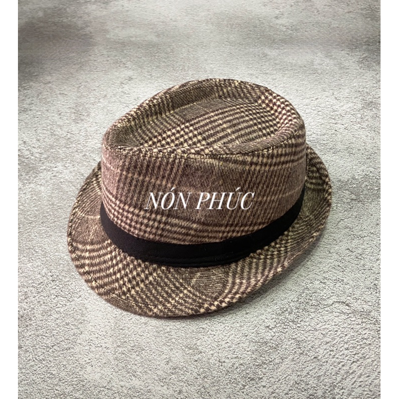 MŨ CAO BỒI,FEDORA NỈ CARO PHONG CÁCH BASIC NAM NỮ