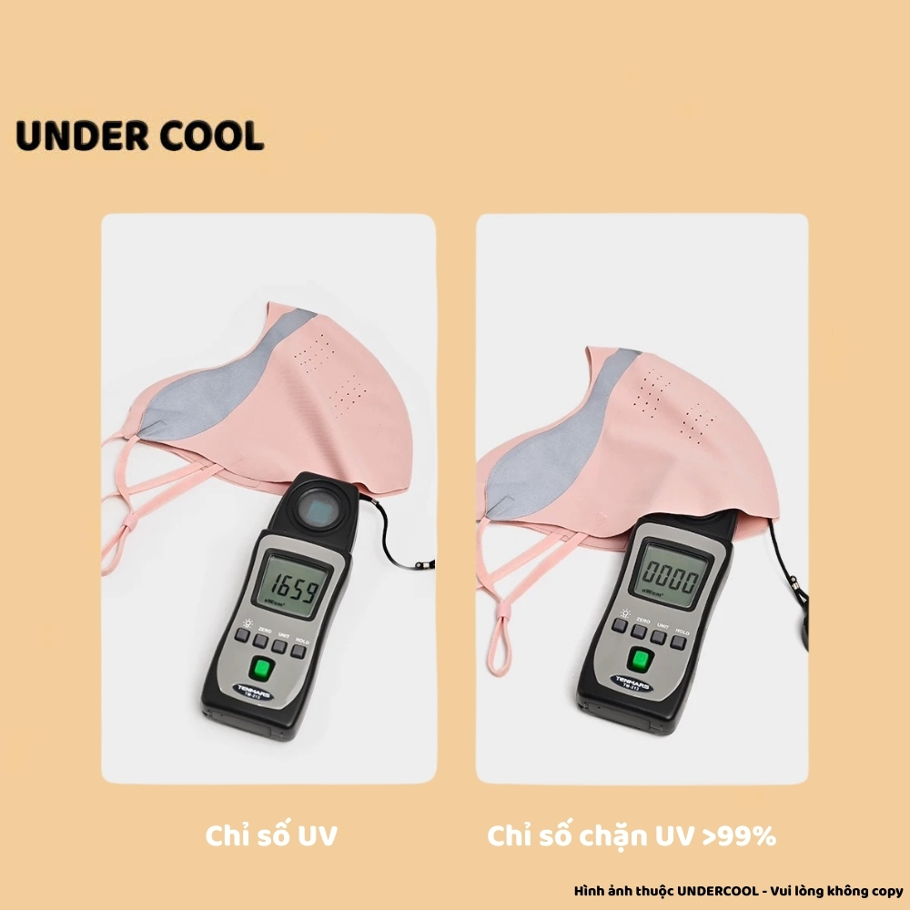 Khẩu trang chống nắng làm mát UNDERCOOL phối màu chất liệu Su UPF50+ có lỗ thông hơi dễ thở che nắng KT09