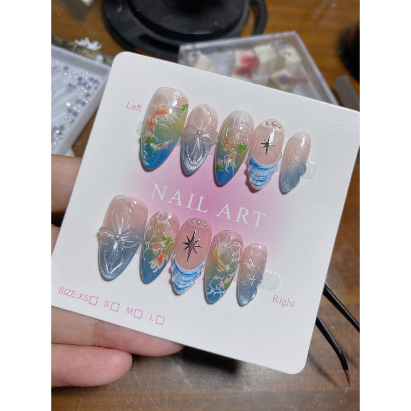 382. nailbox cá koi, xanh mix