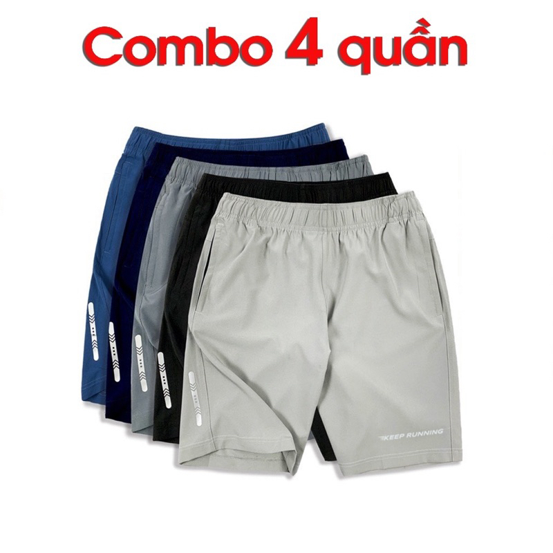 Combo 3,4,5 Quần short thể thao vải gió dày đẹp, co giãn, túi 2 bên có khoá kéo