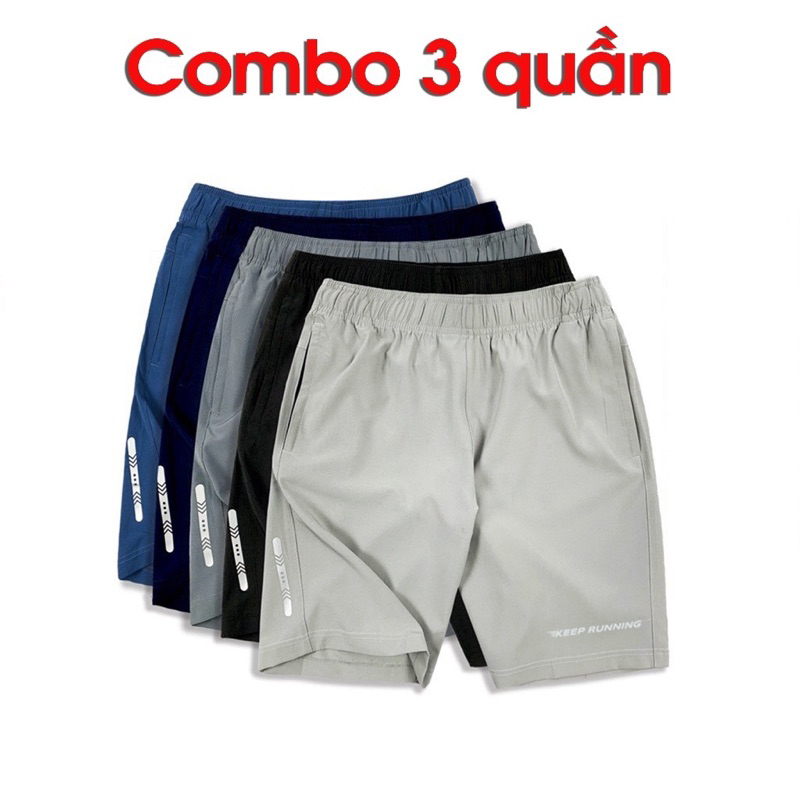 Combo 3,4,5 Quần short thể thao vải gió dày đẹp, co giãn, túi 2 bên có khoá kéo