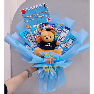 Bó hoa bánh kẹo kèm gấu tốt nghiệp, quà tặng độc đáo cho lễ tốt nghiệp