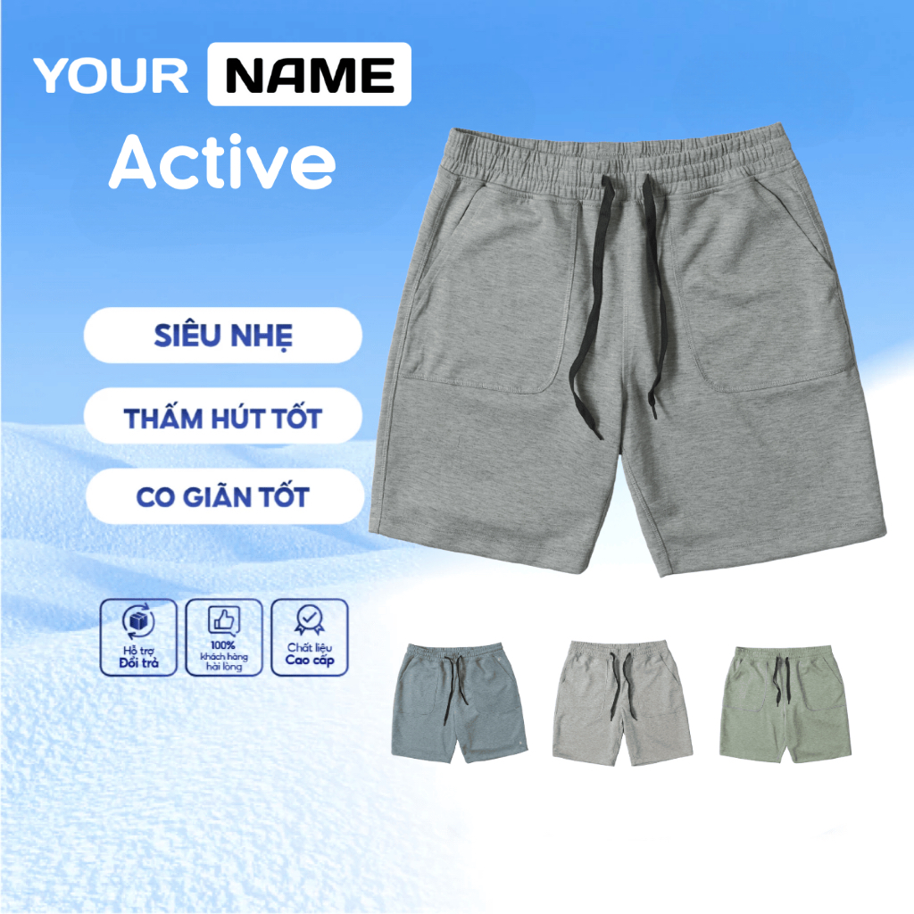 Quần Short Đùi Màu Trơn Ngắn Mặc Thường Ngày Dễ Phối Đồ Chất Thun Cotton Dày Co Giãn Dễ Chịu Yourname