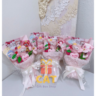 Bó hoa gấu bông Babie Girl mix kèm bánh kẹo và phụ kiện, quà tặng bạn gái, người yêu