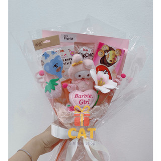 Bó hoa gấu bông Babie Girl mix kèm bánh kẹo và phụ kiện, quà tặng bạn gái, người yêu