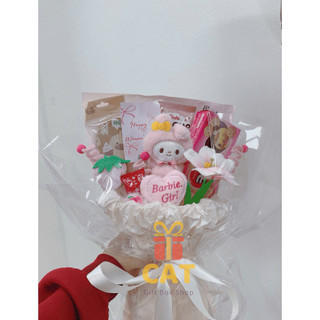 Bó hoa gấu bông Babie Girl mix kèm bánh kẹo và phụ kiện, quà tặng bạn gái, người yêu