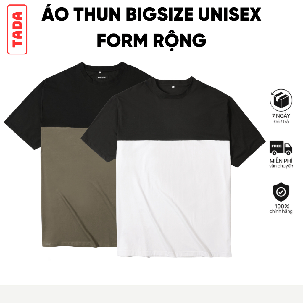 Áo Phông Unisex Color Block MINIMAL Big Size- Siêu Phẩm T-shirt 2 Màu Hack Dáng, Chất Cotton Co Giãn 4 Chiều Hot Trend
